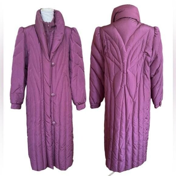 Vintage 1980s Quilted Down Duffle Coat – Warm Puffer Toggle Jacket - Picture 3 of 13